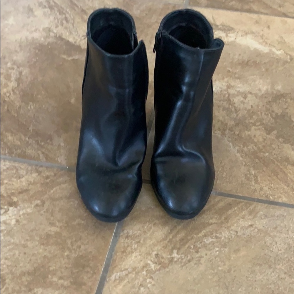 Black leather ankle booties